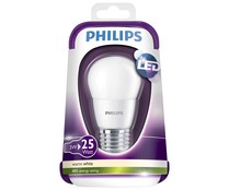 Bombilla led esférica 3 W, con casquillo E27 (grueso) y luz cálida PHILIPS. Bombilla led esférica 3 W, con casquillo E27 (grueso) y luz cálida PHILIPS.