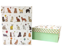 Caja de regalo con diseño de "Gatos", Medidas: 21,5X28X10,5 cm, DMM SUPPLIES. Caja de regalo con diseño de "Gatos", Medidas: 21,5X28X10,5 cm, DMM SUPPLIES.