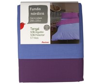 Funda para edredón nórdico de 135 centímetros, bicolor azul-lavanda AUCHAN. Funda para edredón nórdico de 135 centímetros, bicolor azul-lavanda AUCHAN.