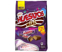 Barritas de chocolate crujiente barquillo HUESITOS Mini 12 uds.192 gr. Barritas de chocolate crujiente barquillo HUESITOS Mini 12 uds.192 gr.