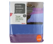 Funda para edredón nórdico de 105 centímetros, bicolor azul-lavanda AUCHAN. Funda para edredón nórdico de 105 centímetros, bicolor azul-lavanda AUCHAN.