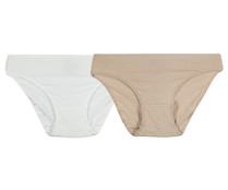 Pack de 2 bragas bajas de algodón UNNO by Dim, color piel/blanco, talla L. Pack de 2 bragas bajas de algodón UNNO by Dim, color piel/blanco, talla L.
