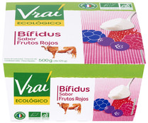 Yogur bífidus ecológico con sabor a frutos rojos VRAI pack de 4 ud de 125 g Yogur bífidus ecológico con sabor a frutos rojos VRAI pack de 4 ud de 125 g