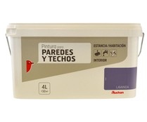 Bote de 4l. de pintura acrílica lavanda mate para paredes y techos AUCHAN. Bote de 4l. de pintura acrílica lavanda mate para paredes y techos AUCHAN.