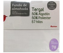Funda de almohada 50% algodón 50% poliéster color blanco, 70-80cm. AUCHAN. Funda de almohada 50% algodón 50% poliéster color blanco, 70-80cm. AUCHAN.