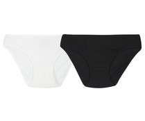 Pack de 2 bragas bajas de algodón UNNO by DIM, color negro/blanco, talla L. Pack de 2 bragas bajas de algodón UNNO by DIM, color negro/blanco, talla L.