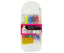 Caja con 10 tubos de témpera de 10 mm de diferentes colores + 1 pincel del número 8 AUCHAN. Caja con 10 tubos de témpera de 10 mm de diferentes colores + 1 pincel del número 8 AUCHAN.