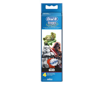 Pack de 4 recambios de cepillo dental infantil ORAL-B STAR WARS. Pack de 4 recambios de cepillo dental infantil ORAL-B STAR WARS.