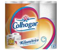 Papel higiénico 18 rollos equivalen =36 rollos standard COLHOGAR 18 uds. Papel higiénico 18 rollos equivalen =36 rollos standard COLHOGAR 18 uds.