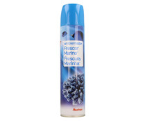 Ambientador en spray con esencia de frescor marino AUCHAN 300 ml.. Ambientador en spray con esencia de frescor marino AUCHAN 300 ml..