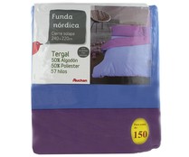 Funda para edredón nórdico de 150 centímetros, bicolor azul-lavanda AUCHAN. Funda para edredón nórdico de 150 centímetros, bicolor azul-lavanda AUCHAN.