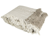 Colcha 70% algodón tejido trenza estampado beige, cama individual, AUCHAN. Colcha 70% algodón tejido trenza estampado beige, cama individual, AUCHAN.