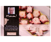 Pulpo en aceite de oliva de las rías gallegas AUCHAN Mmm! lata de 70 grs Pulpo en aceite de oliva de las rías gallegas AUCHAN Mmm! lata de 70 grs