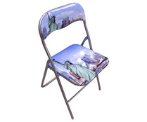 Silla plegable de tubo con espaldar y asiento de diseño de New York, SILLA. Silla plegable de tubo con espaldar y asiento de diseño de New York, SILLA.