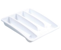 Bandeja/cubertero de plástico de color blanco, 37x30x6 centímetros ARAVEN. Bandeja/cubertero de plástico de color blanco, 37x30x6 centímetros ARAVEN.