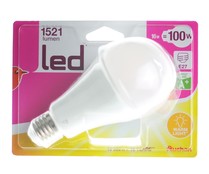 Bombilla led esférica 16W, con casquillo E27 (grueso) y luz cálida AUCHAN. Bombilla led esférica 16W, con casquillo E27 (grueso) y luz cálida AUCHAN.