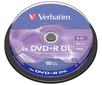 Tarrina de 10 DVD+R Double Layer 8,5 GB 8X. Tarrina de 10 DVD+R Double Layer 8,5 GB 8X.