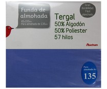 Funda de almohada 50% algodón 50% poliéster color lavanda, 135-150cm. AUCHAN. Funda de almohada 50% algodón 50% poliéster color lavanda, 135-150cm. AUCHAN.