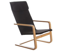 Sillón de madera con ergonómico diseño, cubierto de tela color negro, 97X49 cm, SDPE. Sillón de madera con ergonómico diseño, cubierto de tela color negro, 97X49 cm, SDPE.