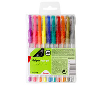 Lote de 10 bolígrafos con tinta de gel, diferentes colores, AUCHAN. Lote de 10 bolígrafos con tinta de gel, diferentes colores, AUCHAN.