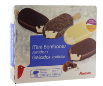 Helado de vainilla con coberturas surtidas AUCHAN 400 milils pack de 8 uds Helado de vainilla con coberturas surtidas AUCHAN 400 milils pack de 8 uds