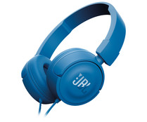 Auriculares tipo diadema JBL T450BT, con cable, micrófono, color azul. Auriculares tipo diadema JBL T450BT, con cable, micrófono, color azul.