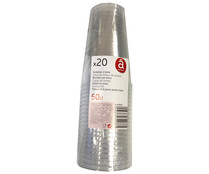 Pack de 20 vasos desechables de plástico transparente, 0,5 litros, ACTUEL. Pack de 20 vasos desechables de plástico transparente, 0,5 litros, ACTUEL.