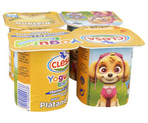 Yogur reducido en azucares añadidos, con sabor a platano CLESA 4 X 120 gr. Yogur reducido en azucares añadidos, con sabor a platano CLESA 4 X 120 gr.