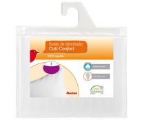 Funda protectora de almohada 100% algodón cutí raso, 135 centímetros AUCHAN. Funda protectora de almohada 100% algodón cutí raso, 135 centímetros AUCHAN.