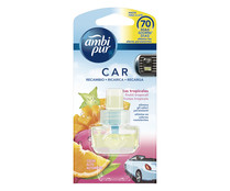 Recambio de ambientador para coche, olor frutas tropicales, 7ml AMBIPUR. Recambio de ambientador para coche, olor frutas tropicales, 7ml AMBIPUR.