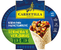 Relleno para fajitas y burritos, ternera y verduras CARRETILLA 300 g. Relleno para fajitas y burritos, ternera y verduras CARRETILLA 300 g.