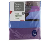 Funda para edredón nórdico de 90 centímetros, bicolor azul-lavanda AUCHAN. Funda para edredón nórdico de 90 centímetros, bicolor azul-lavanda AUCHAN.