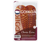Chorizo de calidad extra, sin gluten y cortado en finas lonchas GOIKOA 125 g. Chorizo de calidad extra, sin gluten y cortado en finas lonchas GOIKOA 125 g.