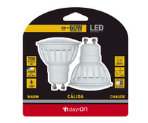 Lote de 2 focos led spot de 8W, con casquillos GU10 y luz cálida SEVENON. Lote de 2 focos led spot de 8W, con casquillos GU10 y luz cálida SEVENON.