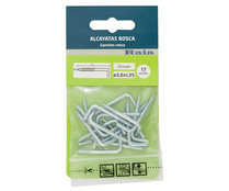 Bolsa con 17 alcayatas zincadas con rosca y medida de 3 x 35 milímetros RAIA. Bolsa con 17 alcayatas zincadas con rosca y medida de 3 x 35 milímetros RAIA.
