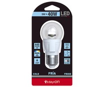 Bombilla led esférica de 5W, con casquillo E27 (grueso) y luz fría DAYRON. Bombilla led esférica de 5W, con casquillo E27 (grueso) y luz fría DAYRON.