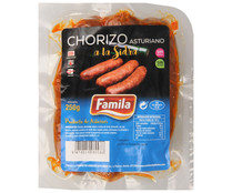 Chorizo asturiano ahumado, especial para hacerlo a la sidra FAMILIA 250 g. Chorizo asturiano ahumado, especial para hacerlo a la sidra FAMILIA 250 g.