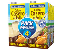 Caldo de pollo 100% natural GALLINA BLANCA brik de 1 l pack de 4 uds. Caldo de pollo 100% natural GALLINA BLANCA brik de 1 l pack de 4 uds.