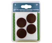 Fieltro adhesivo circular de color marrón, con medidas de 34x3 milímetros RAIA. Fieltro adhesivo circular de color marrón, con medidas de 34x3 milímetros RAIA.