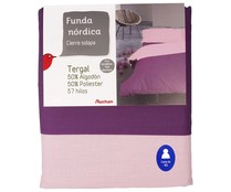 Funda para edredón nórdico de 90 centímetros, color morado bicolor AUCHAN. Funda para edredón nórdico de 90 centímetros, color morado bicolor AUCHAN.