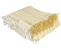 Colcha 70% algodón tejido trenza estampado amarillo, cama doble, AUCHAN. Colcha 70% algodón tejido trenza estampado amarillo, cama doble, AUCHAN.