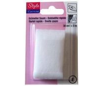 Dobladillo fácil termoadhesivo, color blanco, 38 milímetros, 3 metros STYLE. Dobladillo fácil termoadhesivo, color blanco, 38 milímetros, 3 metros STYLE.