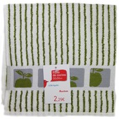Paño de cocina 50x50cm, 100% algodón color verde con cenefa estampada AUCHAN. Paño de cocina 50x50cm, 100% algodón color verde con cenefa estampada AUCHAN.