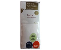 Sábana bajera ajustable percal 100% algodón color blanco, 105cm. AUCHAN. Sábana bajera ajustable percal 100% algodón color blanco, 105cm. AUCHAN.
