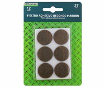 Fieltro adhesivo redondo de 27x3 milímetros de color marrón RAIA 12 unidades. Fieltro adhesivo redondo de 27x3 milímetros de color marrón RAIA 12 unidades.