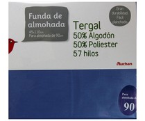 Funda de almohada 50% algodón 50% poliéster color lavanda, 90-105cm. AUCHAN. Funda de almohada 50% algodón 50% poliéster color lavanda, 90-105cm. AUCHAN.
