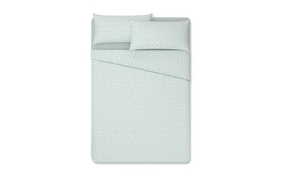 Juego de sábanas de 150cm. con diseño boho geométrico color verde, percal 100% algodón, ACTUEL.