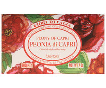 Pastilla de jabón de origen vegetal, aceite de oliva y extracto de caléndula y con aroma a Peonia ITERITALIA Fiori d´italia  200 g.