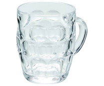 Jarra de cerveza fabricada en vidrio con asa y relieve exterior, 0,53 litros, ACTUEL.