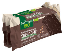 Tostadas ligeras con sarraceno bañadas en chocolate negro ecológicas SANTIVERI 3 uds. x 19 g. 